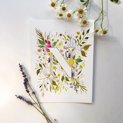 Monogram Original Painting Letter "N"