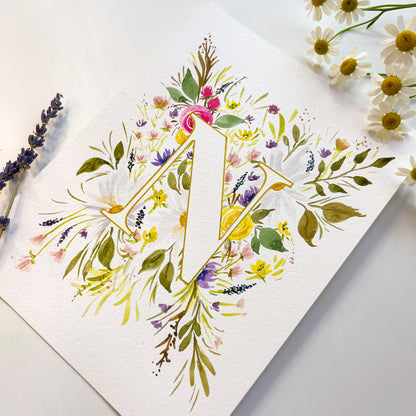 Monogram Original Painting Letter "N"