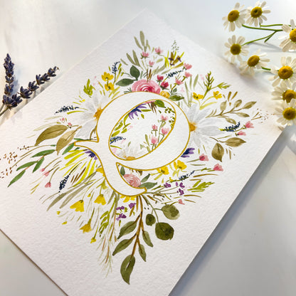 Monogram Original Painting Letter "Q"