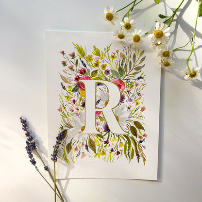 Monogram Original Painting Letter "R"