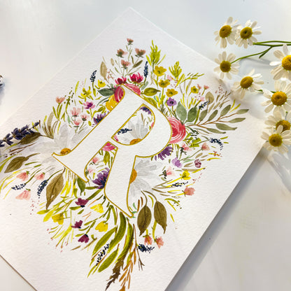 Monogram Original Painting Letter "R"