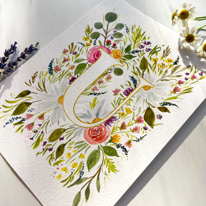 Monogram Original Painting Letter "U"