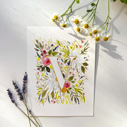 Monogram Original Painting Letter "V"