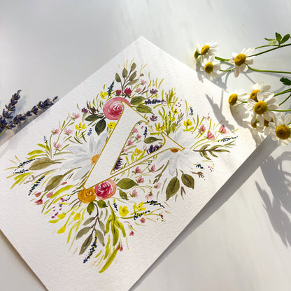 Monogram Original Painting Letter "V"