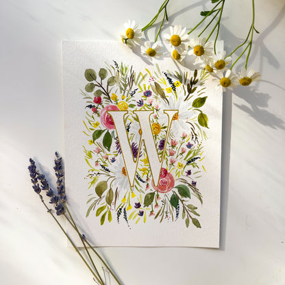 Monogram Original Painting Letter "W"