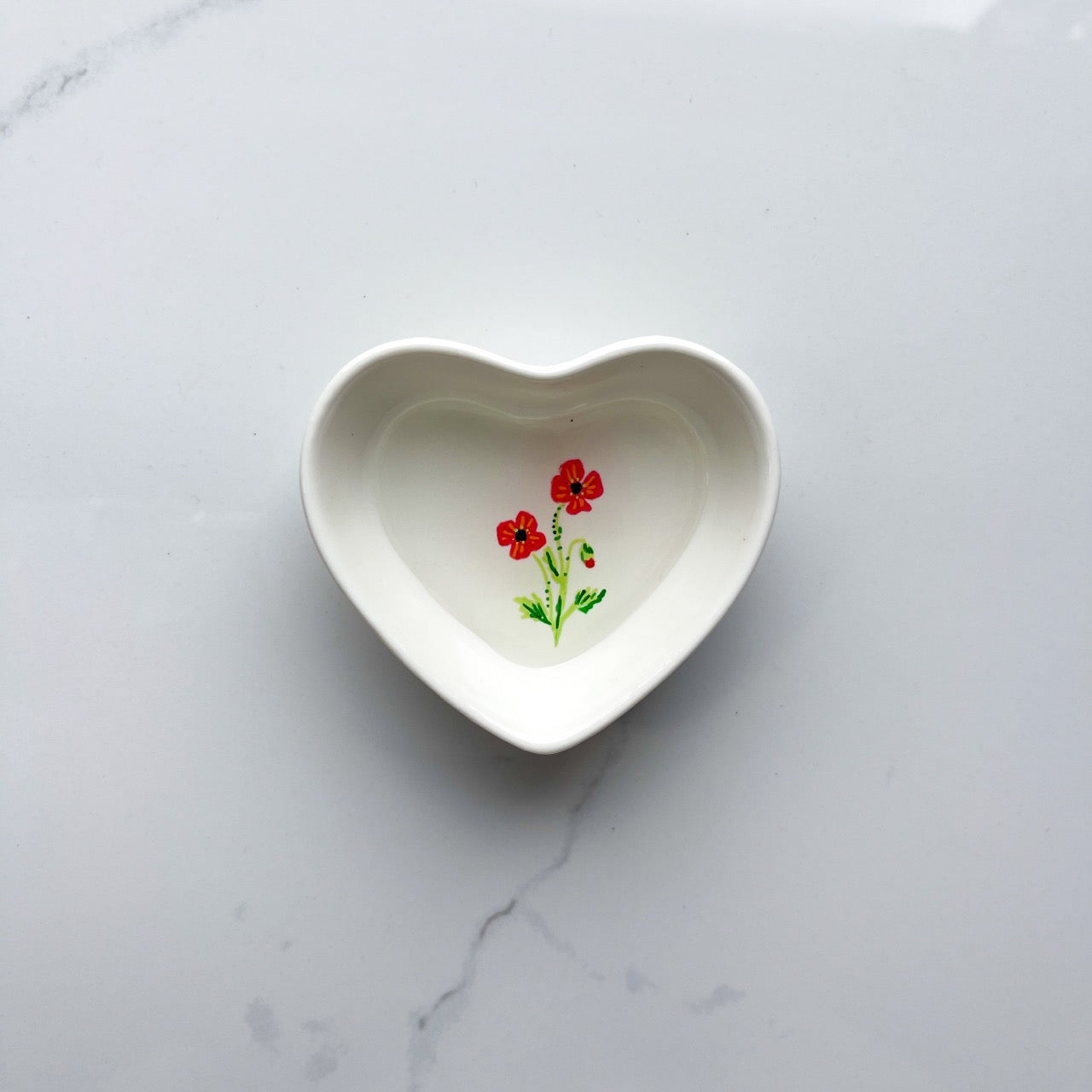 August Birth Flower Trinket Dish- Poppy