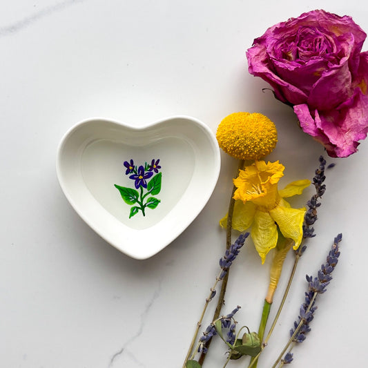 February Birth Flower Trinket Dish- Violet