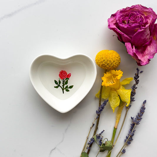 June Birth Flower Trinket Dish- Rose