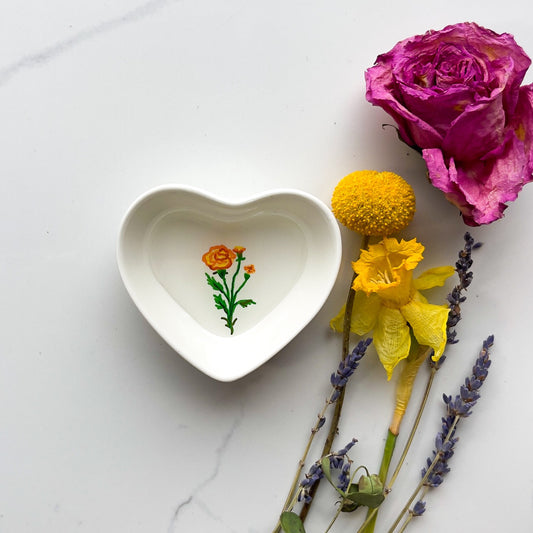 October Birth Flower Trinket Dish- Marigold