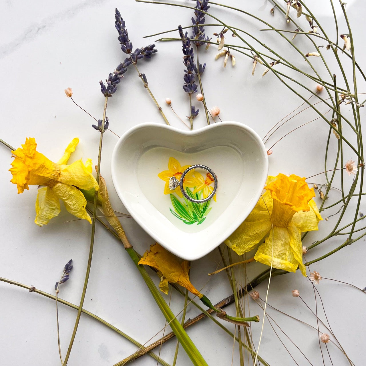 March Birth Flower Trinket Dish- Daffodil