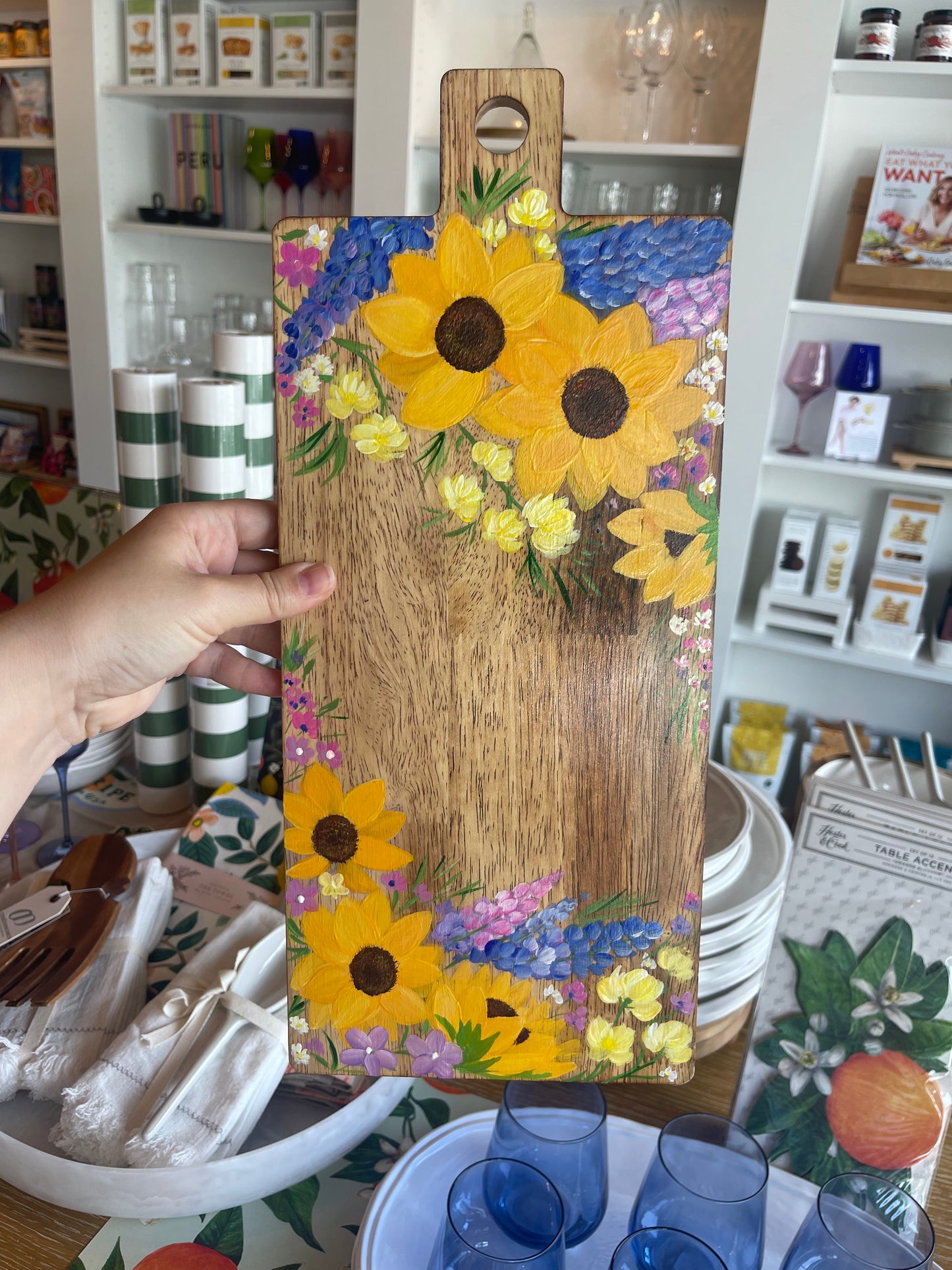 Sunflower Hand Painted Charcuterie board