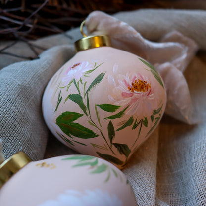 Peonies in Blush Retro Shaped Ceramic Ornament