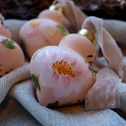 Peonies in Blush Finial Shaped Ceramic Ornament