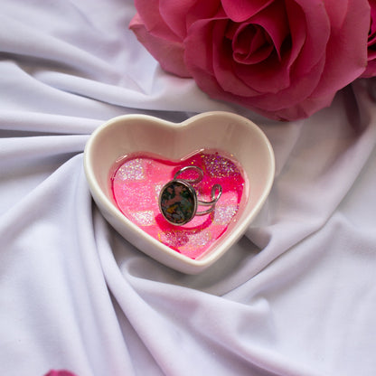 Pink Checkered Glitter Ceramic Trinket Dish