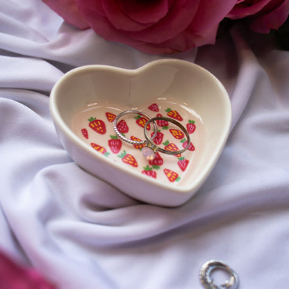 Strawberries Pattern Ceramic Trinket Dish