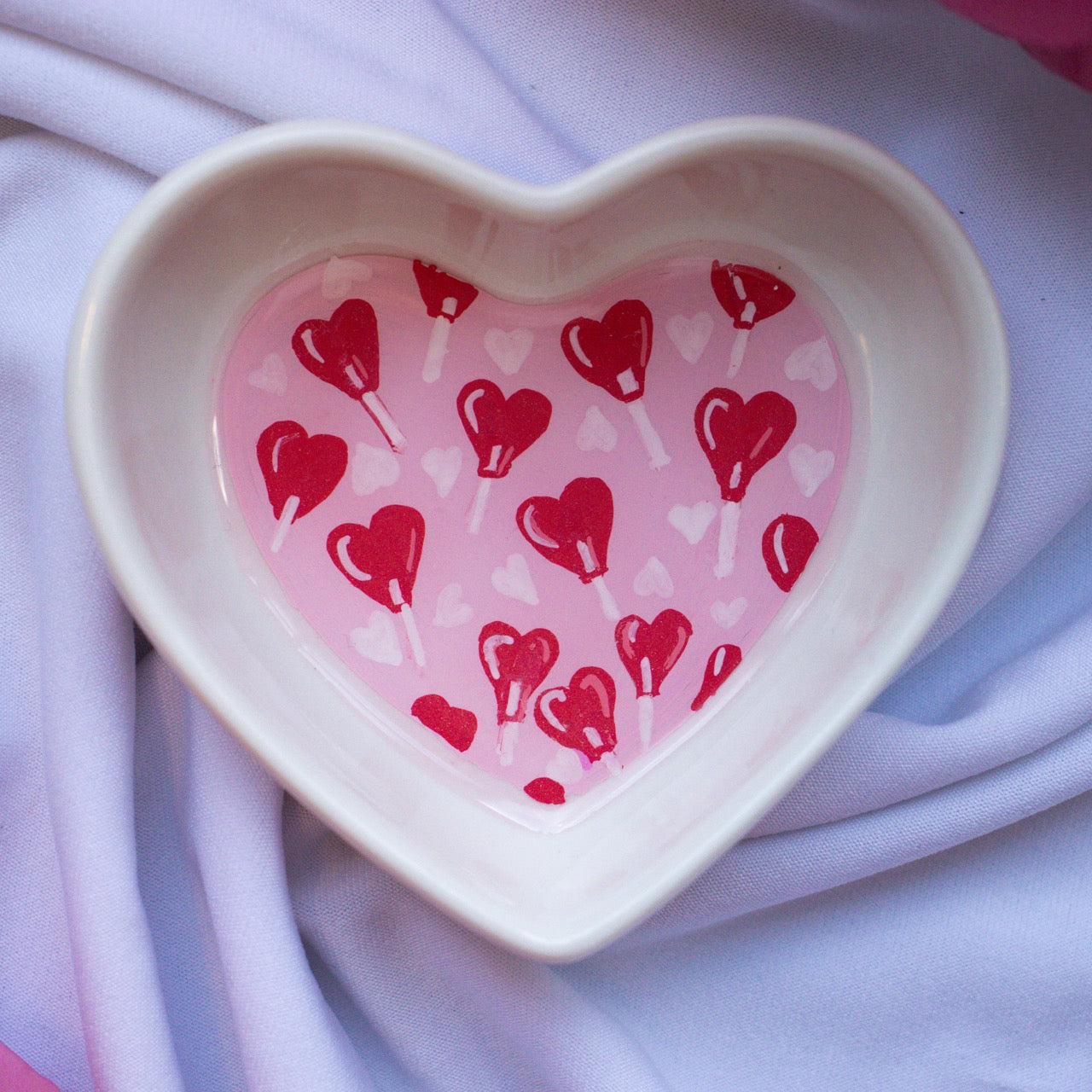Lollipop Hearts Pattern Ceramic Trinket Dish