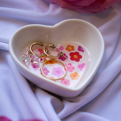 Retro Flowers Ceramic Trinket Dish