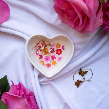 Retro Flowers Ceramic Trinket Dish