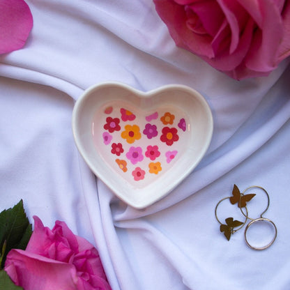 Retro Flowers Ceramic Trinket Dish