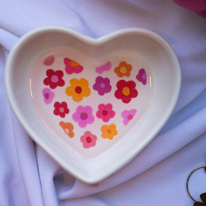 Retro Flowers Ceramic Trinket Dish
