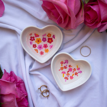 Retro Flowers Ceramic Trinket Dish