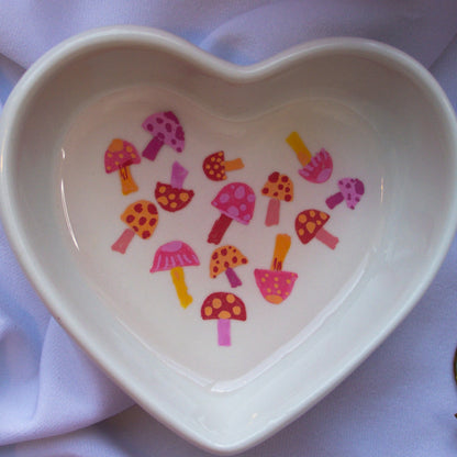 Retro Mushrooms Ceramic Trinket Dish
