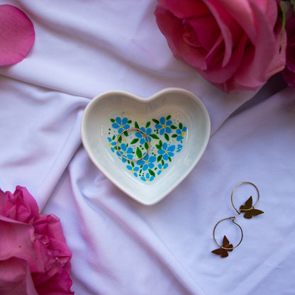 Forget Me Not Flower Pattern Ceramic Trinket Dish