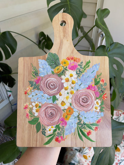 Bursting Blooms Hand Painted Charcuterie board
