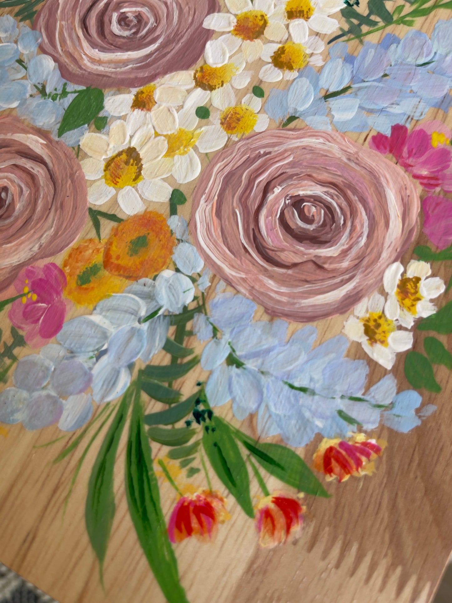 Bursting Blooms Hand Painted Charcuterie board