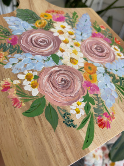 Bursting Blooms Hand Painted Charcuterie board