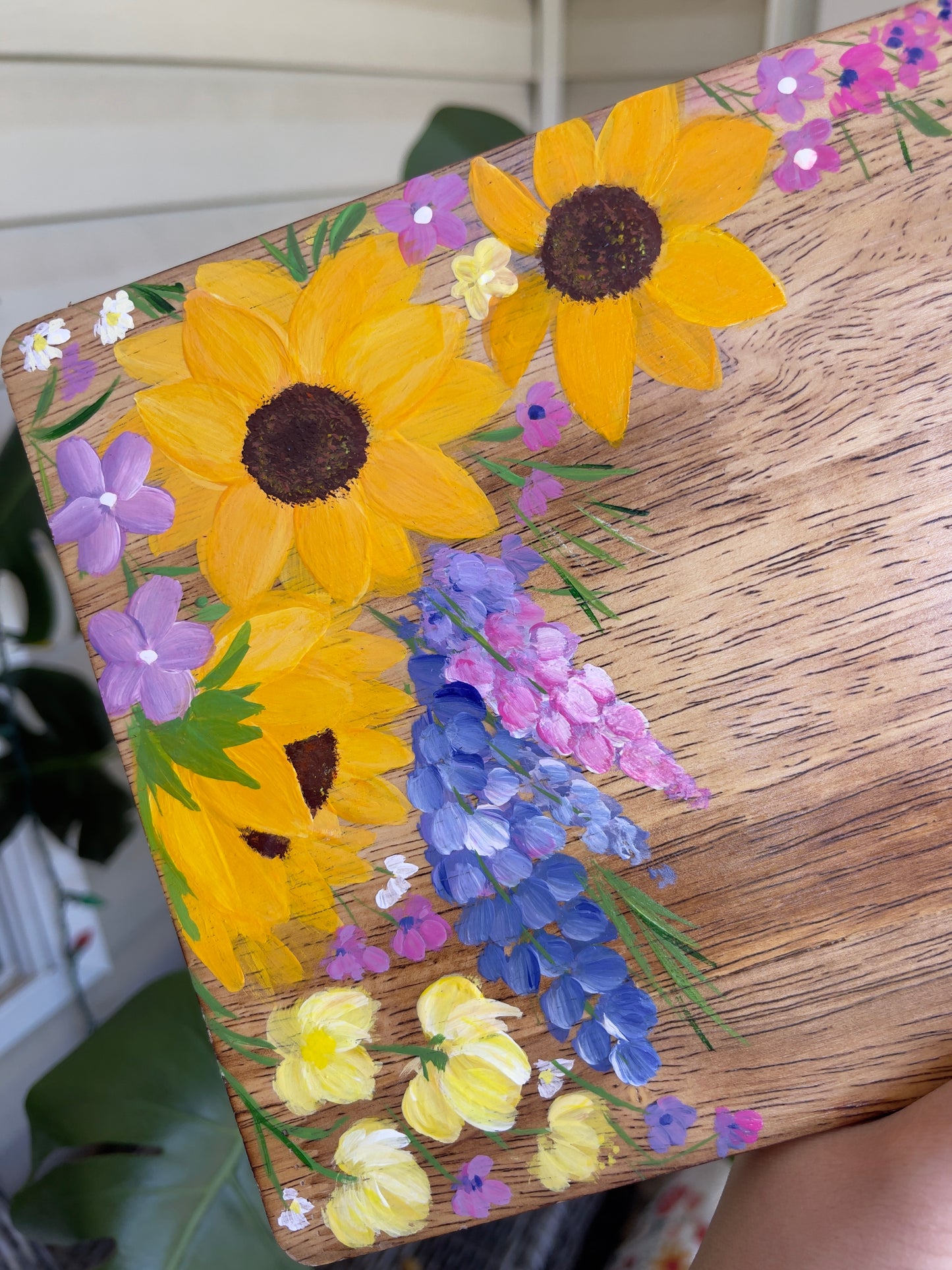 Sunflower Hand Painted Charcuterie board