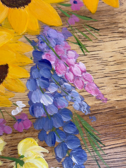 Sunflower Hand Painted Charcuterie board