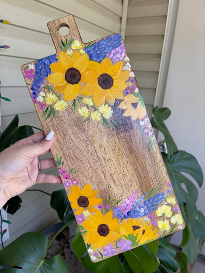 Sunflower Hand Painted Charcuterie board
