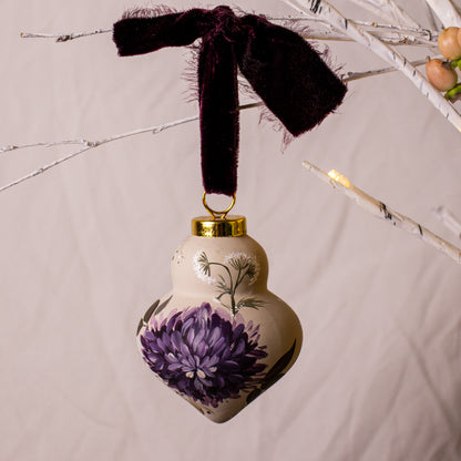 Black Cherry Dahlias Finial Shaped Ceramic Ornament