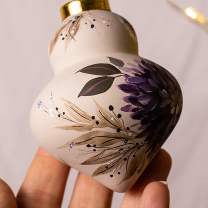 Black Cherry Dahlias Finial Shaped Ceramic Ornament