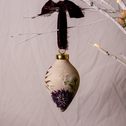 Black Cherry Dahlias Icicle Shaped Ceramic Ornament
