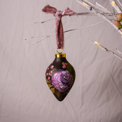 Dusty Rose in Nocturne Icicle Shaped Ceramic Ornament