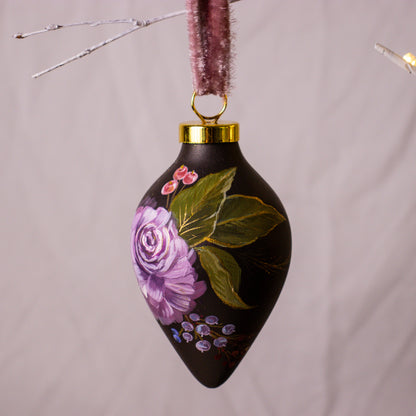 Dusty Rose in Nocturne Icicle Shaped Ceramic Ornament