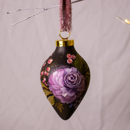 Dusty Rose in Nocturne Icicle Shaped Ceramic Ornament