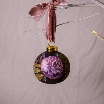 Dusty Rose in Nocturne Round Shaped Ceramic Ornament