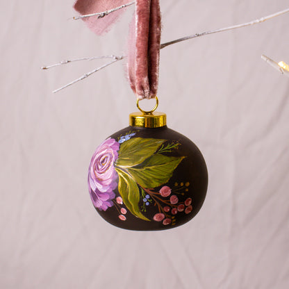 Dusty Rose in Nocturne Round Shaped Ceramic Ornament