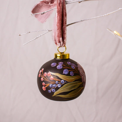 Dusty Rose in Nocturne Round Shaped Ceramic Ornament