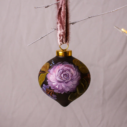 Dusty Rose in Nocturne Retro Shaped Ceramic Ornament