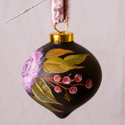 Dusty Rose in Nocturne Retro Shaped Ceramic Ornament