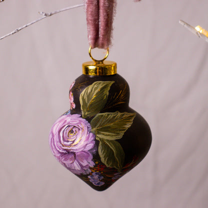 Dusty Rose in Nocturne Finial Shaped Ceramic Ornament
