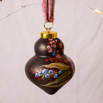 Dusty Rose in Nocturne Finial Shaped Ceramic Ornament