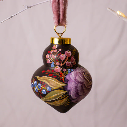 Dusty Rose in Nocturne Finial Shaped Ceramic Ornament