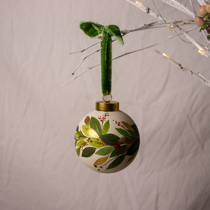 Festive Botanicals Large Round Shaped Ceramic Ornament