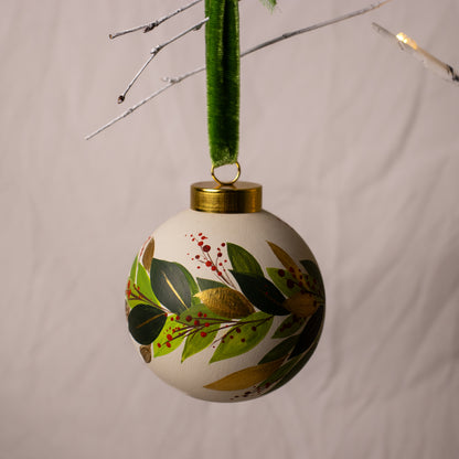 Festive Botanicals Large Round Shaped Ceramic Ornament