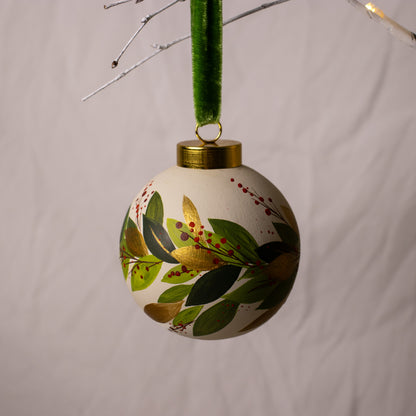Festive Botanicals Large Round Shaped Ceramic Ornament